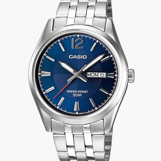 Montre CASIO Homme - MTP-1335D-2AVDF - Bracelet Gris En Acier Inoxydable - Résistante à l'eau - 12 Mois De Garantie - Affichage analogique - Résistant à l'eau