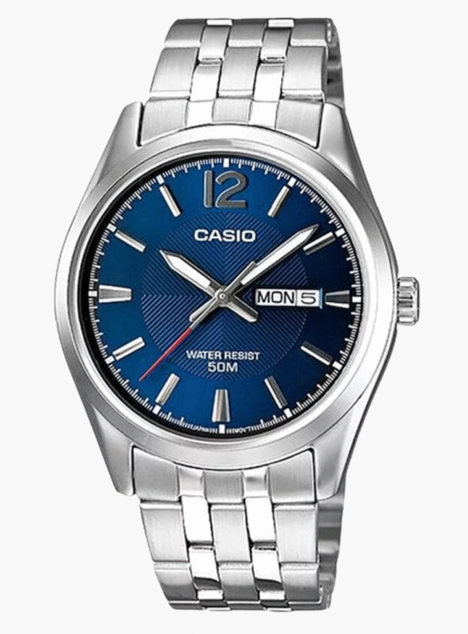 Montre CASIO Homme - MTP-1335D-2AVDF - Bracelet Gris En Acier Inoxydable - Résistante à l'eau - 12 Mois De Garantie - Affichage analogique - Résistant à l'eau