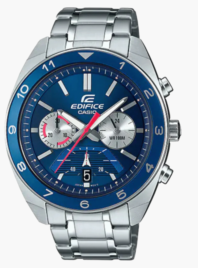 Montre CASIO Homme - EFV-590D-2AVUDF - Bracelet Gris En Acier Inoxydable - Résistante à l'eau - 12 Mois De Garantie