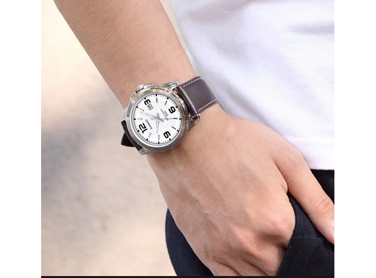 Montre Homme Casio - MTP-1314L-7AVDF - Bracelet en cuir marron - Affichage analogique - Résistant à l'eau – Image 3