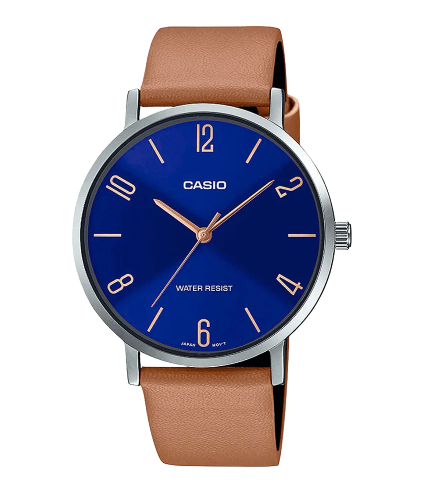 Montre CASIO Homme - MTP-VT01L-2B2UDF - Bracelet Brun En Cuir Véritable - Résistante à l'eau - 12 Mois De Garantie