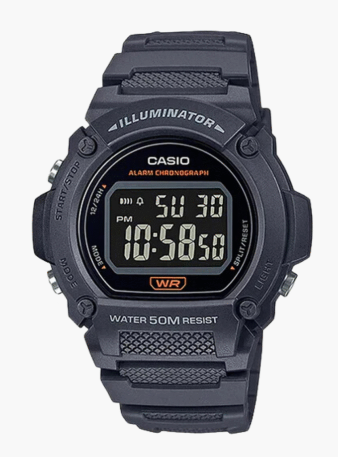 Montre CASIO Homme - W-219H-8BVDF - Bracelet Noir En Resine - Boitier En Resine - Résistante à l'eau - 12 Mois De Garantie