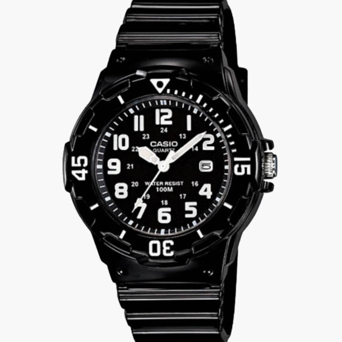 Montres enfant CASIO - LRW-200H-1BVDF - Bracelet Noir En Resine - Boitier En Resine - Résistante à l'eau - 12 Mois De Garantie