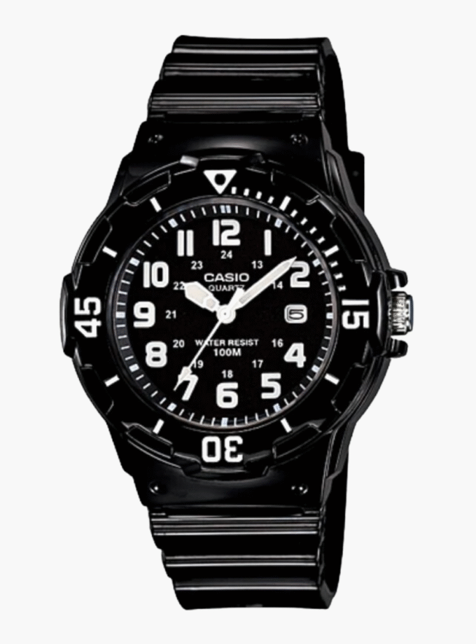 Montres enfant CASIO - LRW-200H-1BVDF - Bracelet Noir En Resine - Boitier En Resine - Résistante à l'eau - 12 Mois De Garantie