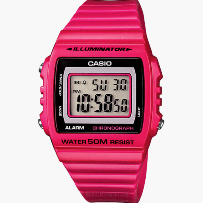 Montres Enfant CASIO - W-215H-4AVDF - Bracelet Rose En Résine - Boitier En Résine - Résistante à l'eau - 12 Mois De Garantie