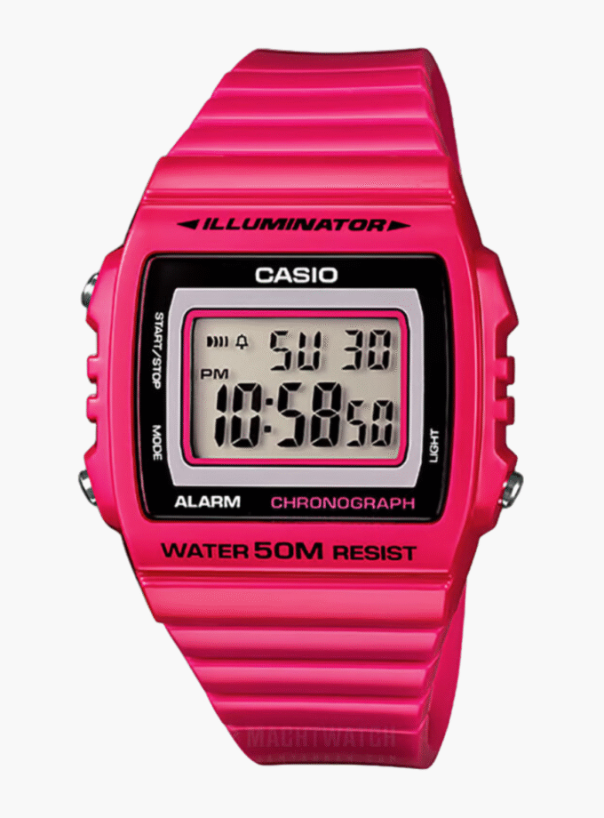 Montres Enfant CASIO - W-215H-4AVDF - Bracelet Rose En Résine - Boitier En Résine - Résistante à l'eau - 12 Mois De Garantie
