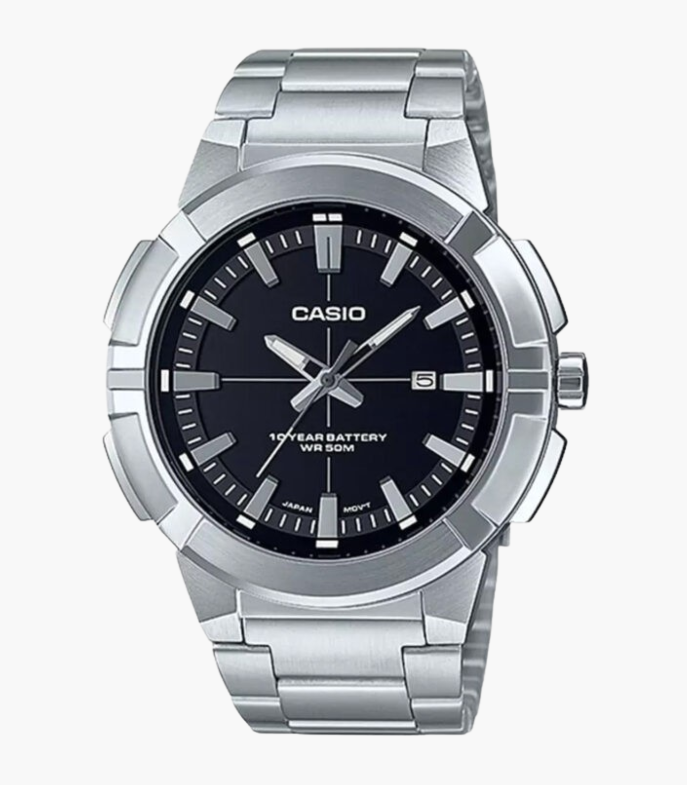 Montre CASIO Homme - Bracelet Gris En Acier Inoxydable - Résistante à l'eau - 12 Mois De Garantie - MTP-E172D-1AVDF