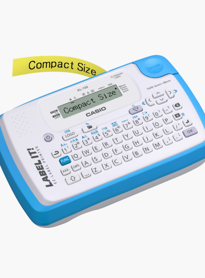 Calculatrice Etiqueteuse professionnelle Casio KL-130 - Bleu/Blanc