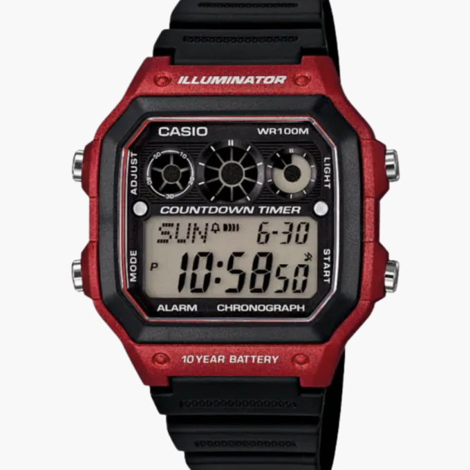 Montre CASIO Homme - AE-1300WH-4AVDF - Bracelet Noir En Résine - Résistante à l'eau - 12 Mois De Garantie