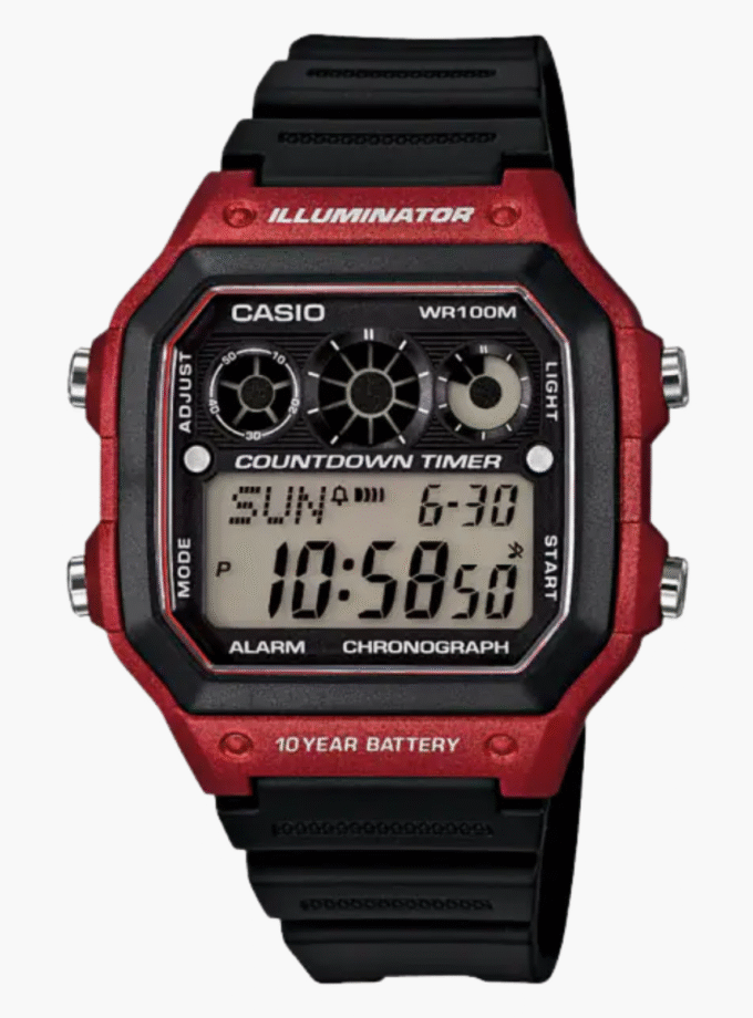 Montre CASIO Homme - AE-1300WH-4AVDF - Bracelet Noir En Résine - Résistante à l'eau - 12 Mois De Garantie