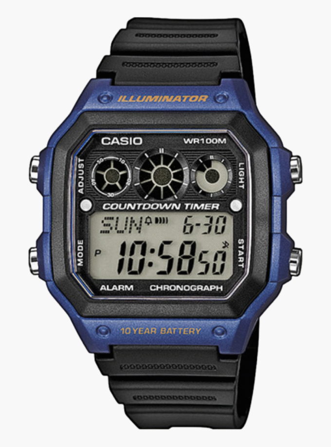 Montre CASIO Homme - AE-1300WH-2AVDF - Bracelet Noir En Résine - Résistante à l'eau - 12 Mois De Garantie