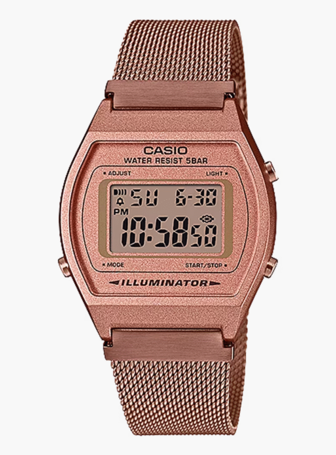 Montre CASIO Unisexe - B640WMR-5ADF Bracelet Doré En Acier Inoxydable -Résistante à l'eau - 12 Mois De Garantie