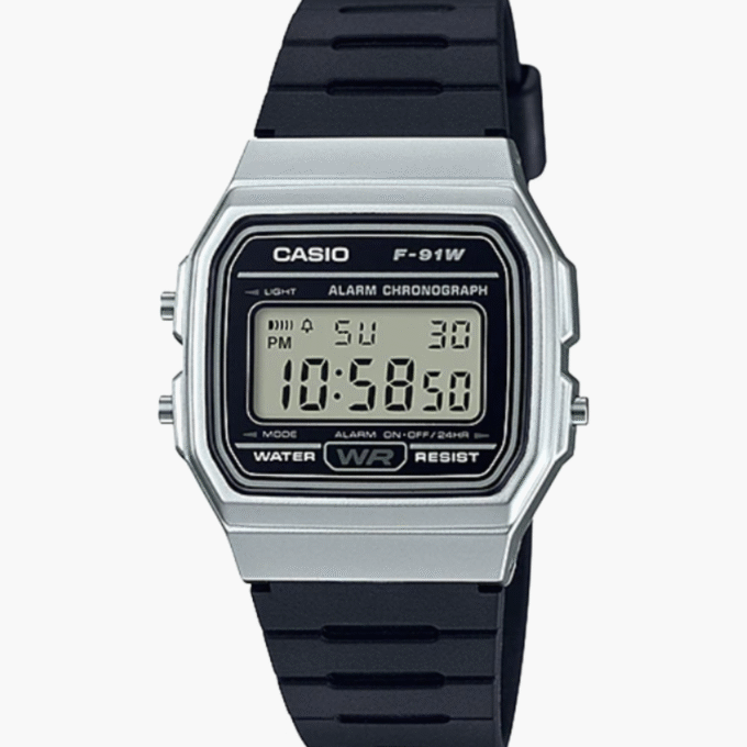 Montre CASIO Unisexe - F-91WM-7ADF - Bracelet Noir En Résine - Cadran Blanc - 12 Mois De Garantie