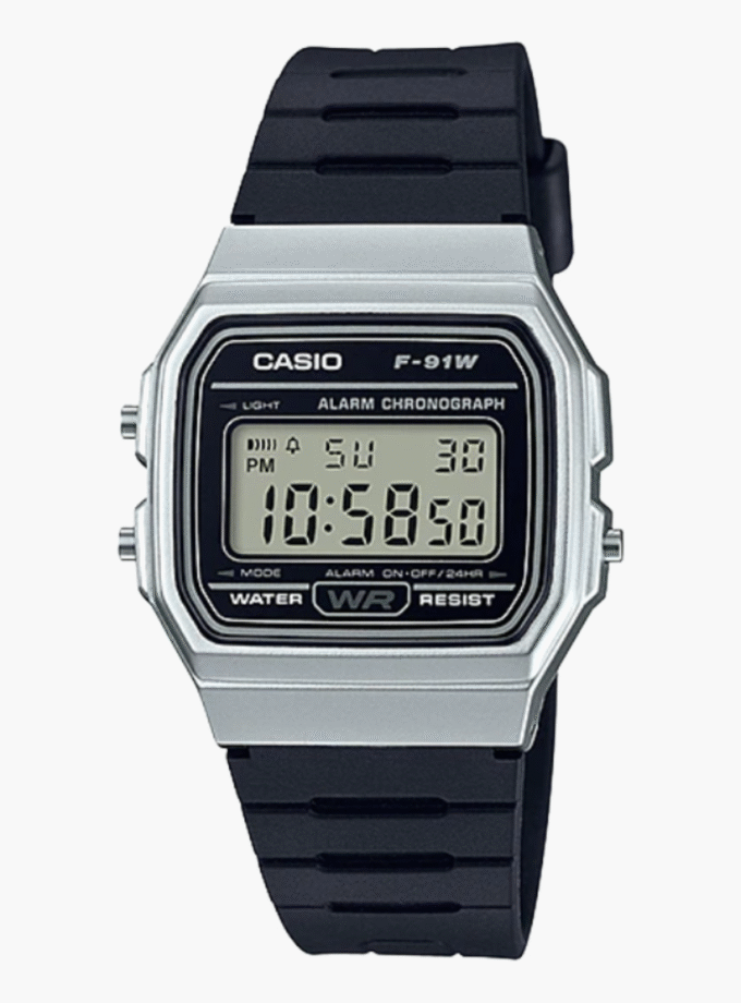 Montre CASIO Unisexe - F-91WM-7ADF - Bracelet Noir En Résine - Cadran Blanc - 12 Mois De Garantie