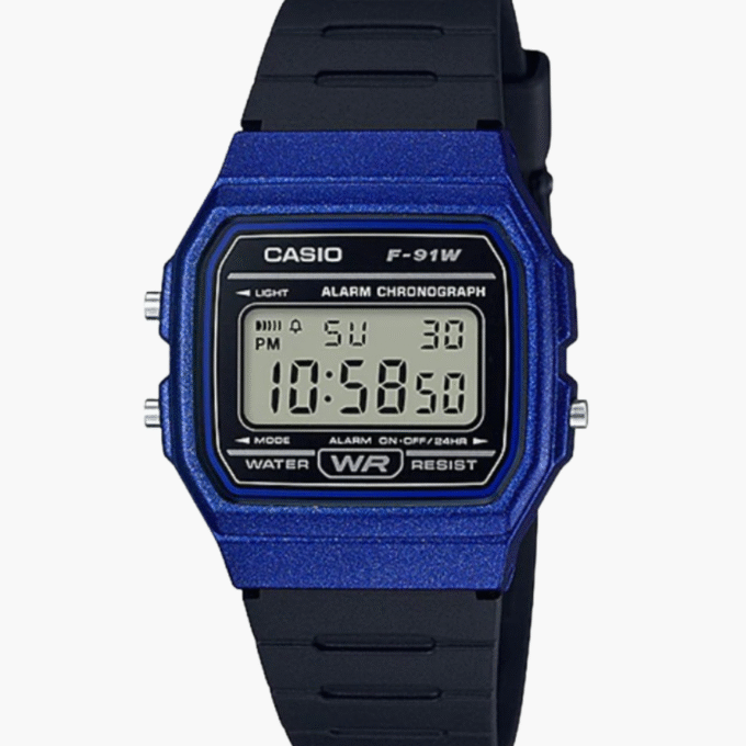 Montres Enfant CASIO - F-91WM-2ADF Bracelet Noir En Résine - Résistante à l'eau - 12 Mois De Garantie