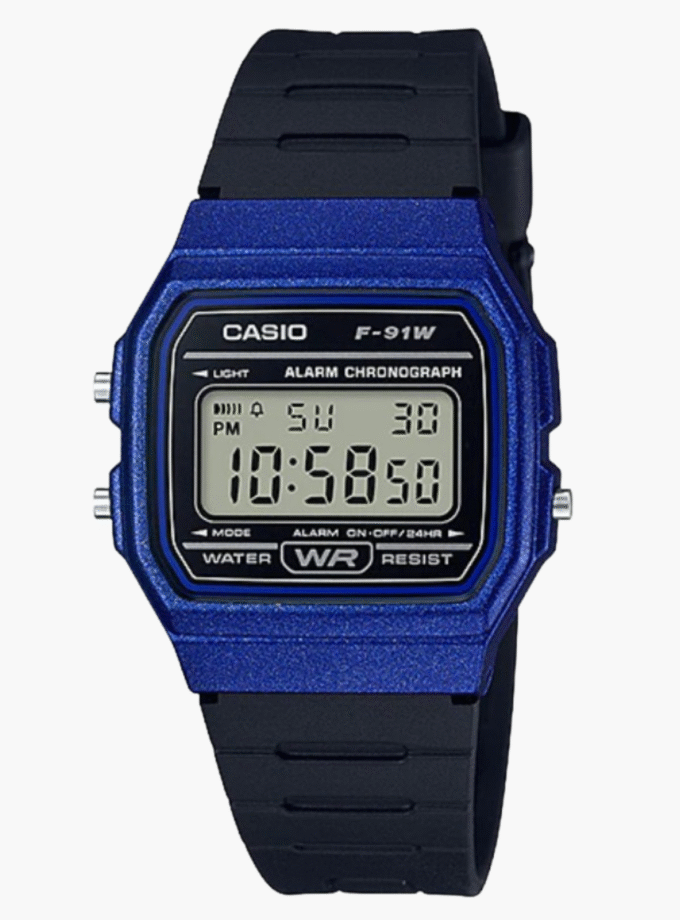 Montres Enfant CASIO - F-91WM-2ADF Bracelet Noir En Résine - Résistante à l'eau - 12 Mois De Garantie