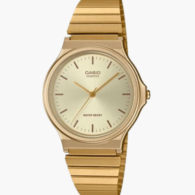 Montre CASIO Unisexe - MQ-24G-9EDF Bracelet Dorée En Résine - Résistante à l'eau - 12 Mois De Garantie