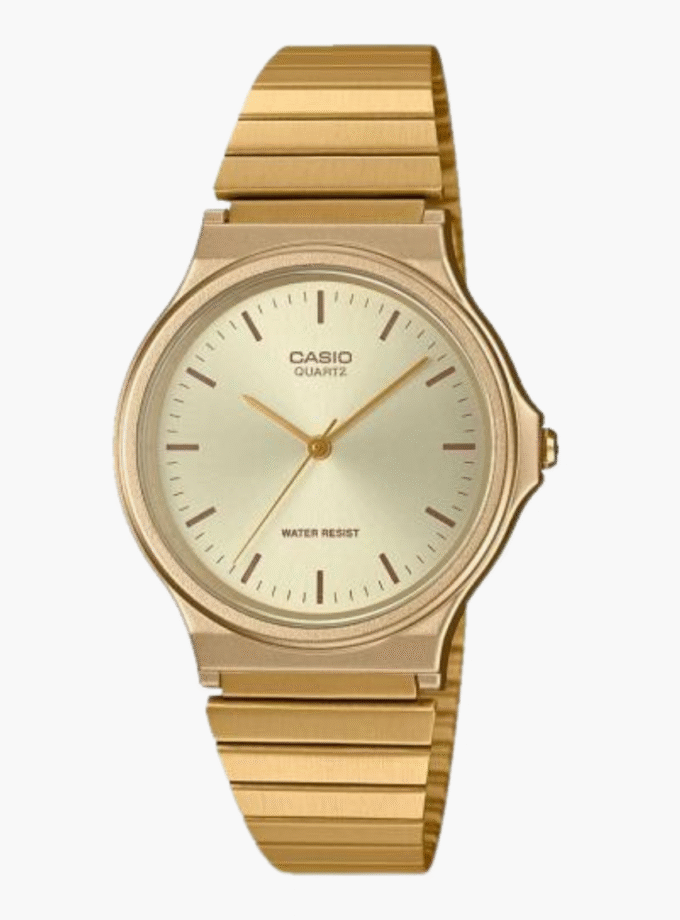 Montre CASIO Unisexe - MQ-24G-9EDF Bracelet Dorée En Résine - Résistante à l'eau - 12 Mois De Garantie