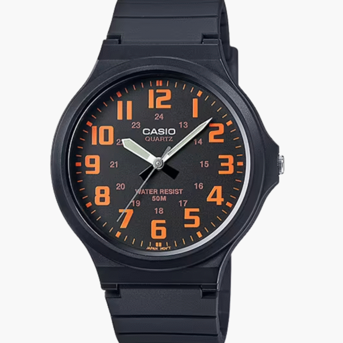 Montre Homme CASIO MW-240-4BVDF - Bracelet en résine - Noir/Orange