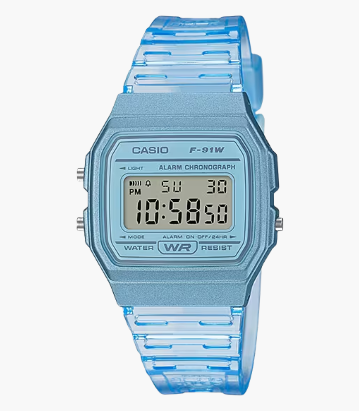 Montres Enfant CASIO - F-91WS-2DF - Bracelet Bleu En Résine - Résistante à l'eau - 12 Mois De Garantie