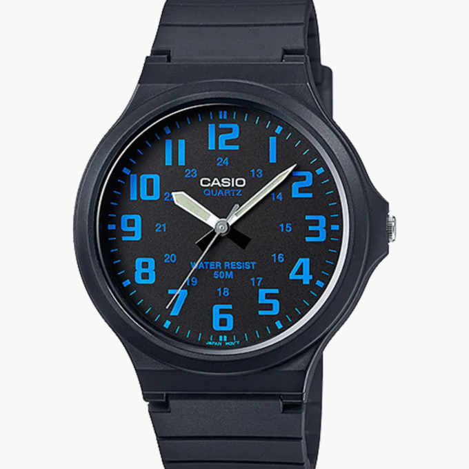 Montre Homme CASIO MW-240-2BVDF - Bracelet en résine noir - Résistant à l'eau