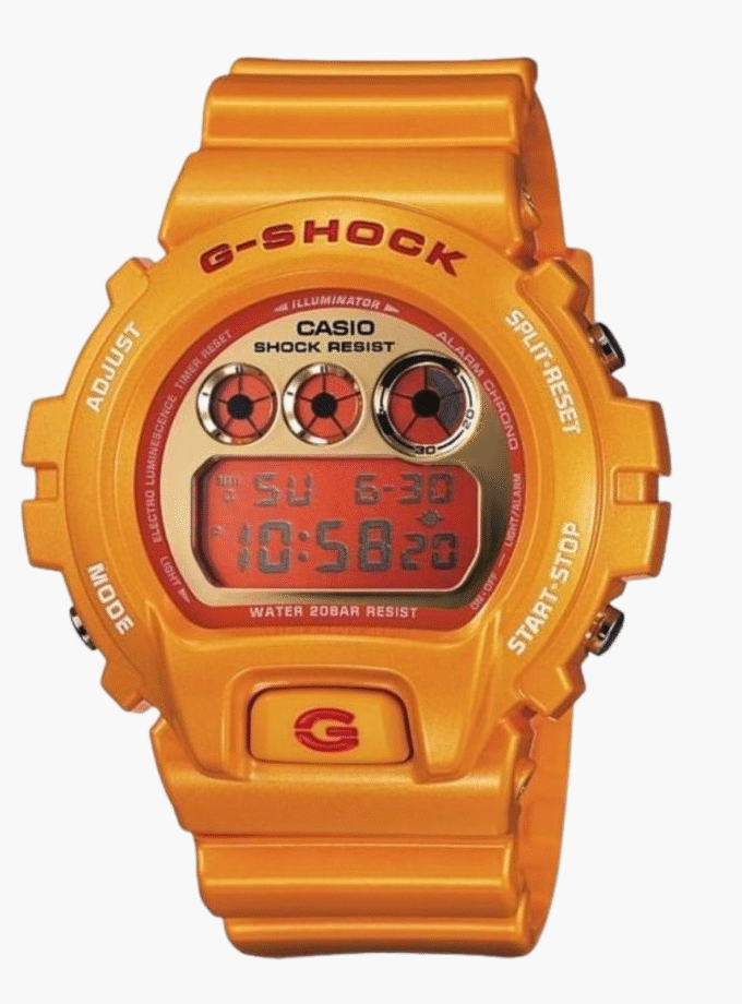 Montre CASIO Homme - DW-6900SB-9DR - Bracelet Orange En Résine - Cadran Orange - Boitier En Résine - 12 Mois De Garantie