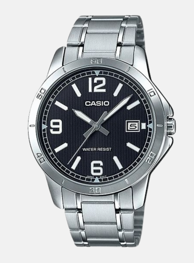 Montre Homme CASIO - MTP-V004D-1B2UDF - Bracelet Gris En Acier Inoxydable - Résistante à l'eau - 12 Mois De Garantie