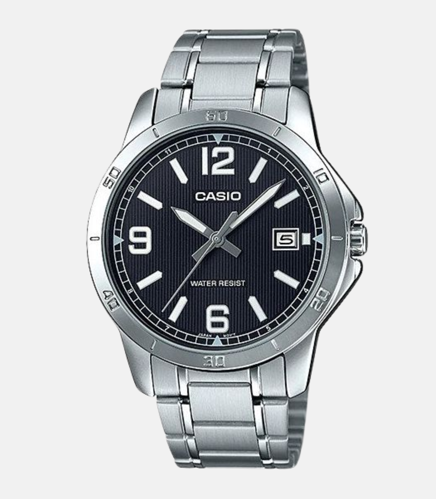 Montre Homme CASIO - MTP-V004D-1B2UDF - Bracelet Gris En Acier Inoxydable - Résistante à l'eau - 12 Mois De Garantie