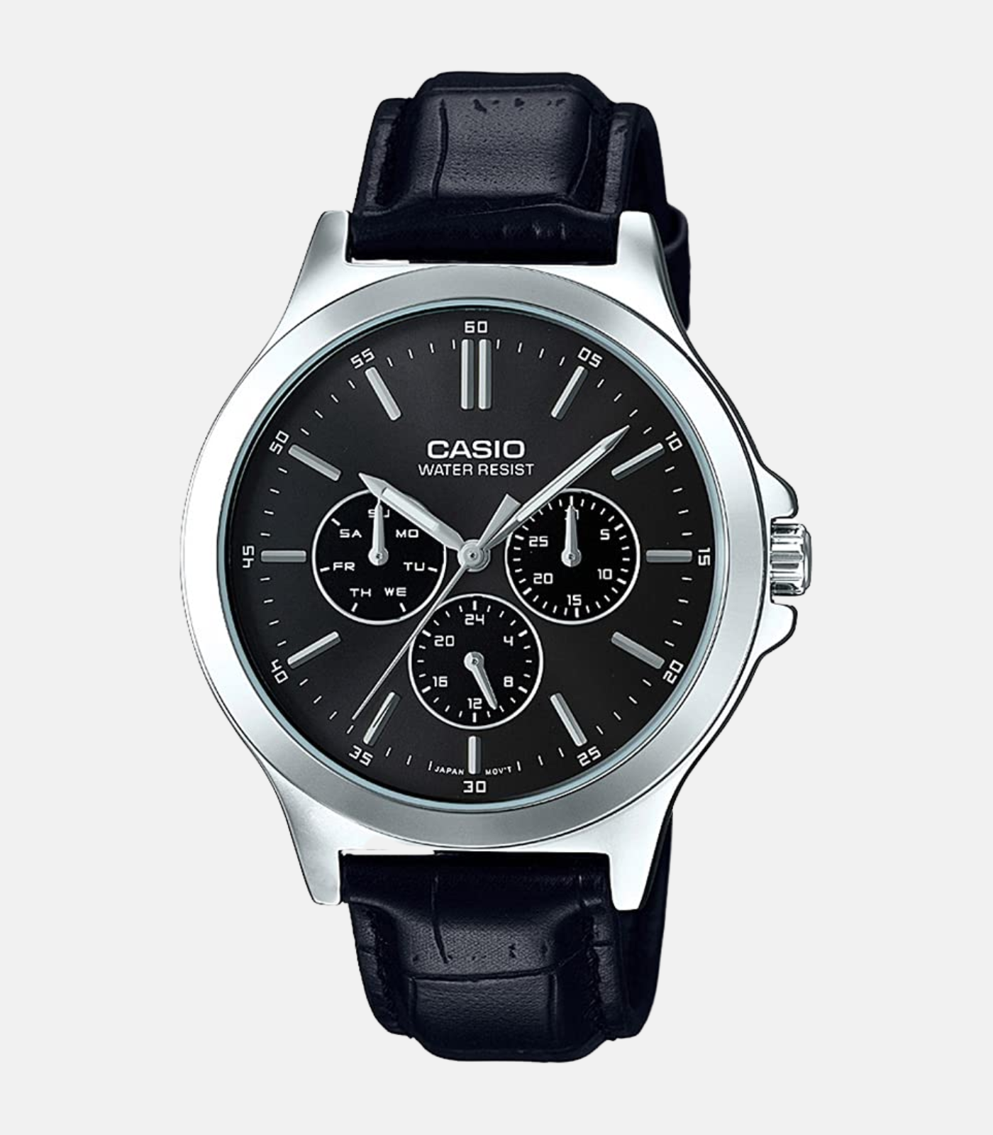 Montre Homme - Casio - Chronographe, Résistante à l’eau, Date et Jour, Précision ±20s/mois - Bracelet cuir noir - MTP-V300L-1AUDF – Image 3