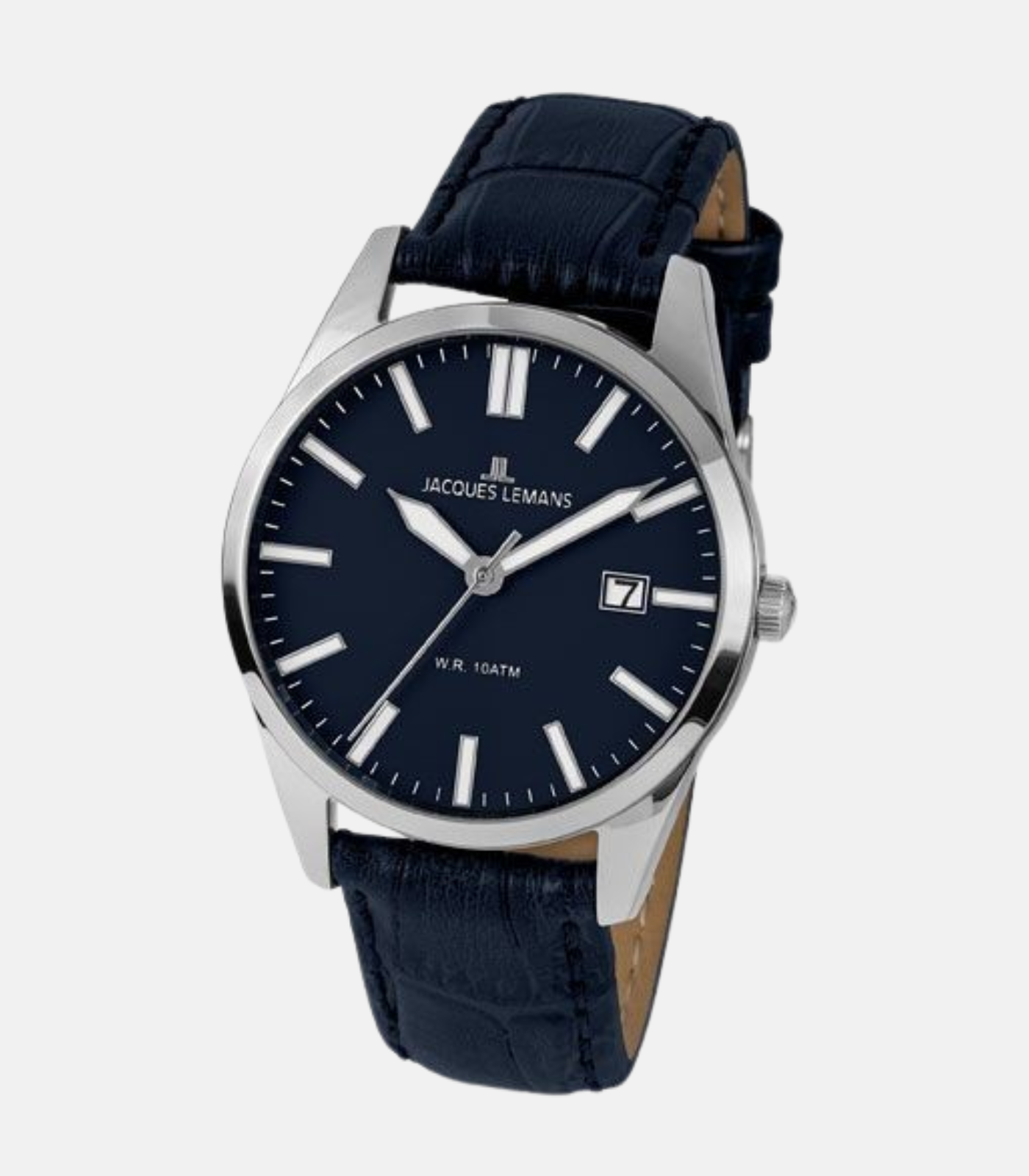 Montre Homme Jacques Lemans - 1-2002F - Bracelet En Cuir Véritable Bleu Cuir - Cadran Bleu - Etanche - Garantie 12 mois
