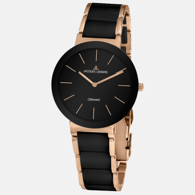Montre Jacques Lemans Homme - Bracelet En Céramique Noir - Cadran Rond Noir - Etanche - Garantie 12 mois - 42-8C