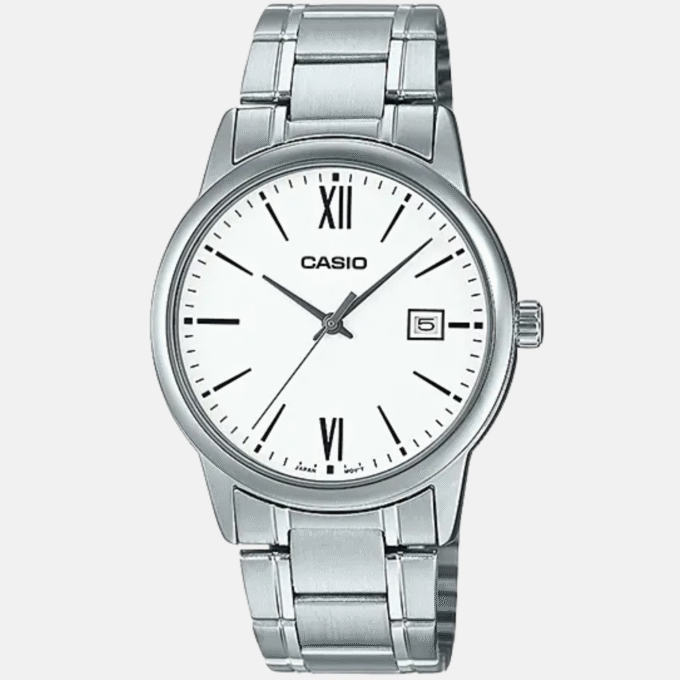 Montre Homme Casio Quartz MTP-V002D-7B3UDF - Acier inoxydable, Date, Résistante à l’eau, Affichage analogique - Bracelet argent - Montre Classique - Japon