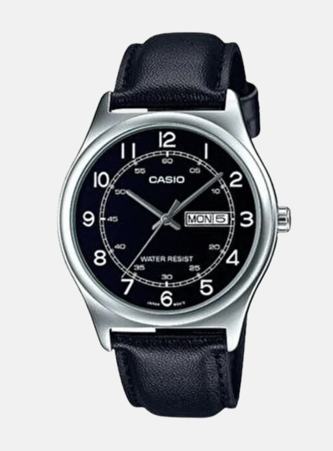 Casio Montre Homme MTP-V006L-1B2UDF - Bracelet en Cuir Noir - Affichage analogique - Résistant à l'eau