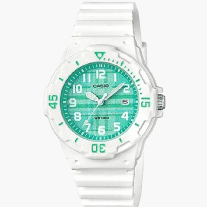 Montre CASIO Jeunesse - Bracelet Blanc En Resine - Cadran Blanc - Boitier En Resine - 12 Mois De Garantie - LRW-200H-3CVDF