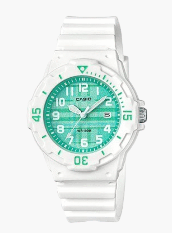 Montre CASIO Jeunesse - Bracelet Blanc En Resine - Cadran Blanc - Boitier En Resine - 12 Mois De Garantie - LRW-200H-3CVDF