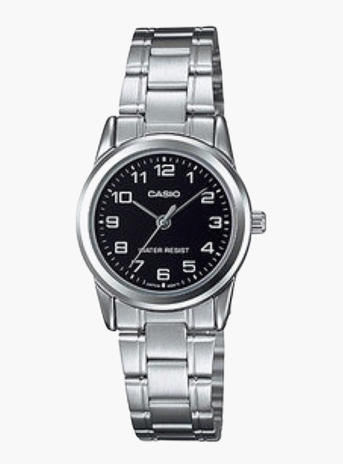 Montre CASIO Femme - Bracelet Gris En Acier Inoxydable - Résistante à l'eau - 12 Mois De Garantie - LTP-V001D-1BUDF