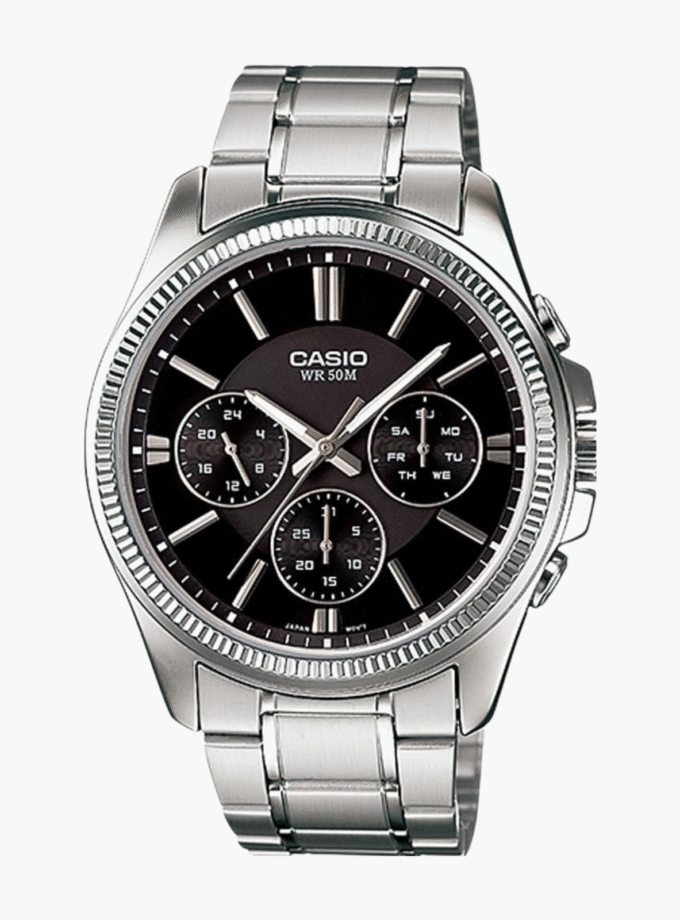 Montre CASIO Homme - Bracelet Gris En Acier Inoxydable - Résistante à l'eau - 12 Mois De Garantie - MTP-1375D-1AVDF