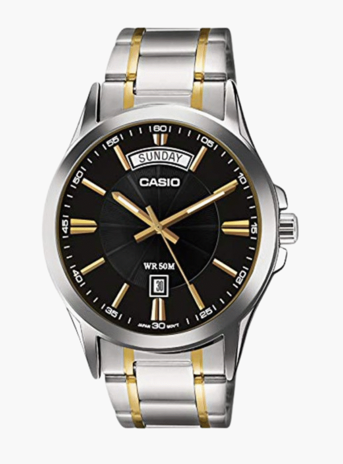 Montre CASIO Homme - Bracelet Gris En Acier Inoxydable - Résistante à l'eau - 12 Mois De Garantie - MTP-1381G-1AVDF