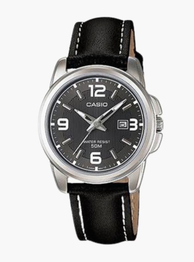 Montre CASIO Femme - Bracelet Noir En Cuir Véritable - Résistante à l'eau - 12 Mois De Garantie - LTP-1314L-8AVDF