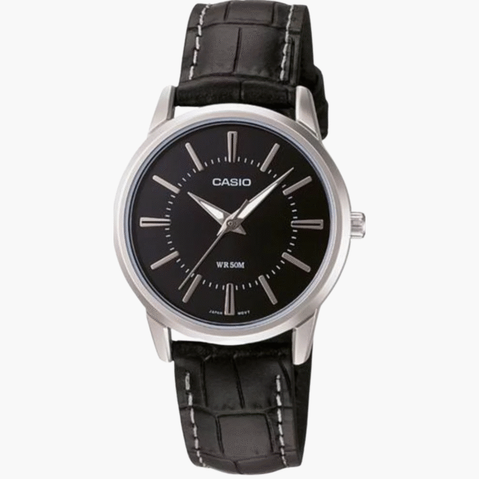 Montre CASIO Femme - Bracelet Noir En Cuir Véritable - Résistante à l'eau - 12 Mois De Garantie - LTP-1303L-1AVDF