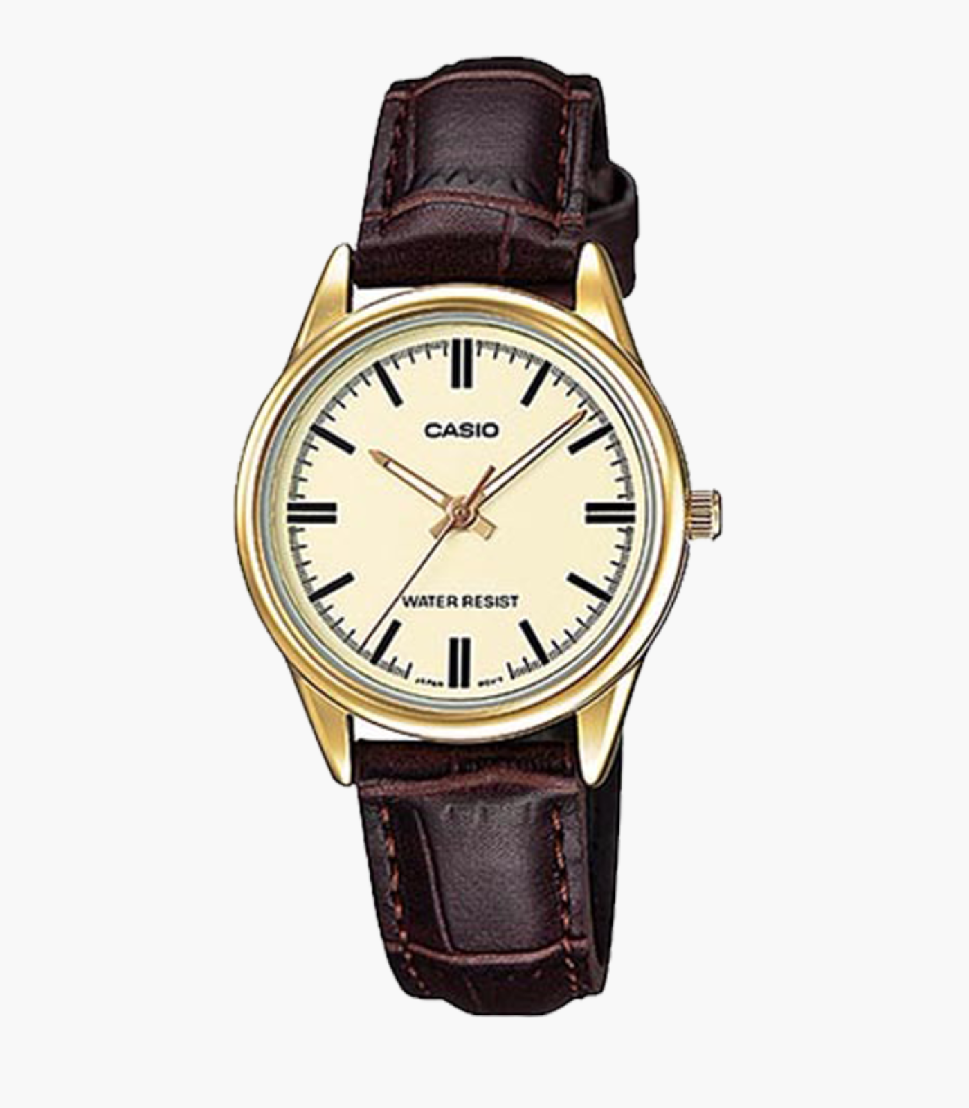 Montre CASIO Femme - Bracelet Marron En Cuir Véritable -Résistante à l'eau - 12 Mois De Garantie - LTP-V005GL-9AUDF