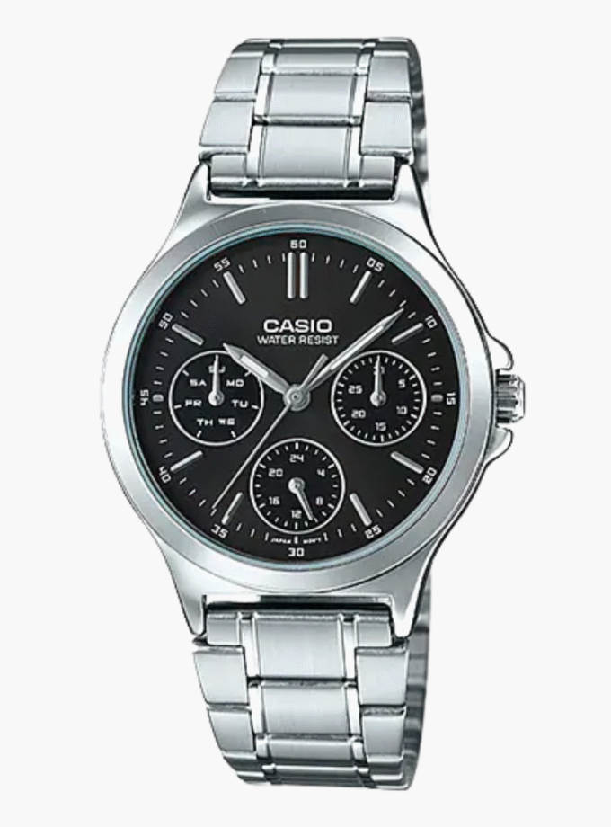 Montre CASIO Femme - Bracelet Gris En Acier Inoxydable - Résistante à l'eau - 12 Mois De Garantie - LTP-V300D-1AUDF