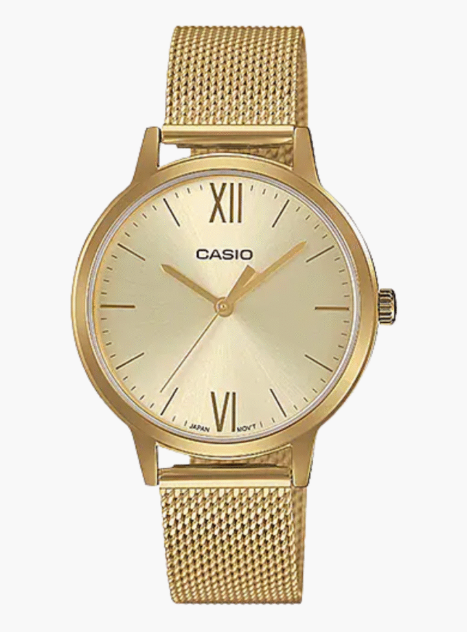 Montre CASIO Femme - Bracelet DoRée En Acier Inoxydable -Résistante à l'eau - 12 Mois De Garantie - LTP-E157MG-9ADF