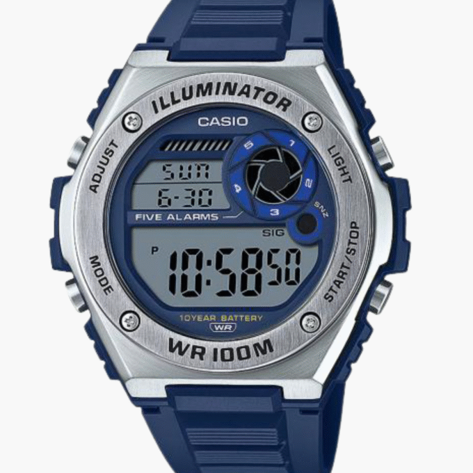 Montre CASIO Jeunesse - Bracelet Bleu En Resine - Résistante à l'eau - 12 Mois De Garantie - MWD-100H-2AVDF