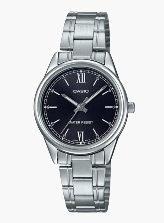 Montre-Bracelet Femme Casio - Casio Collection LTP-V005D-1B2UDF - Bracelet Gris En Acier Inoxydable