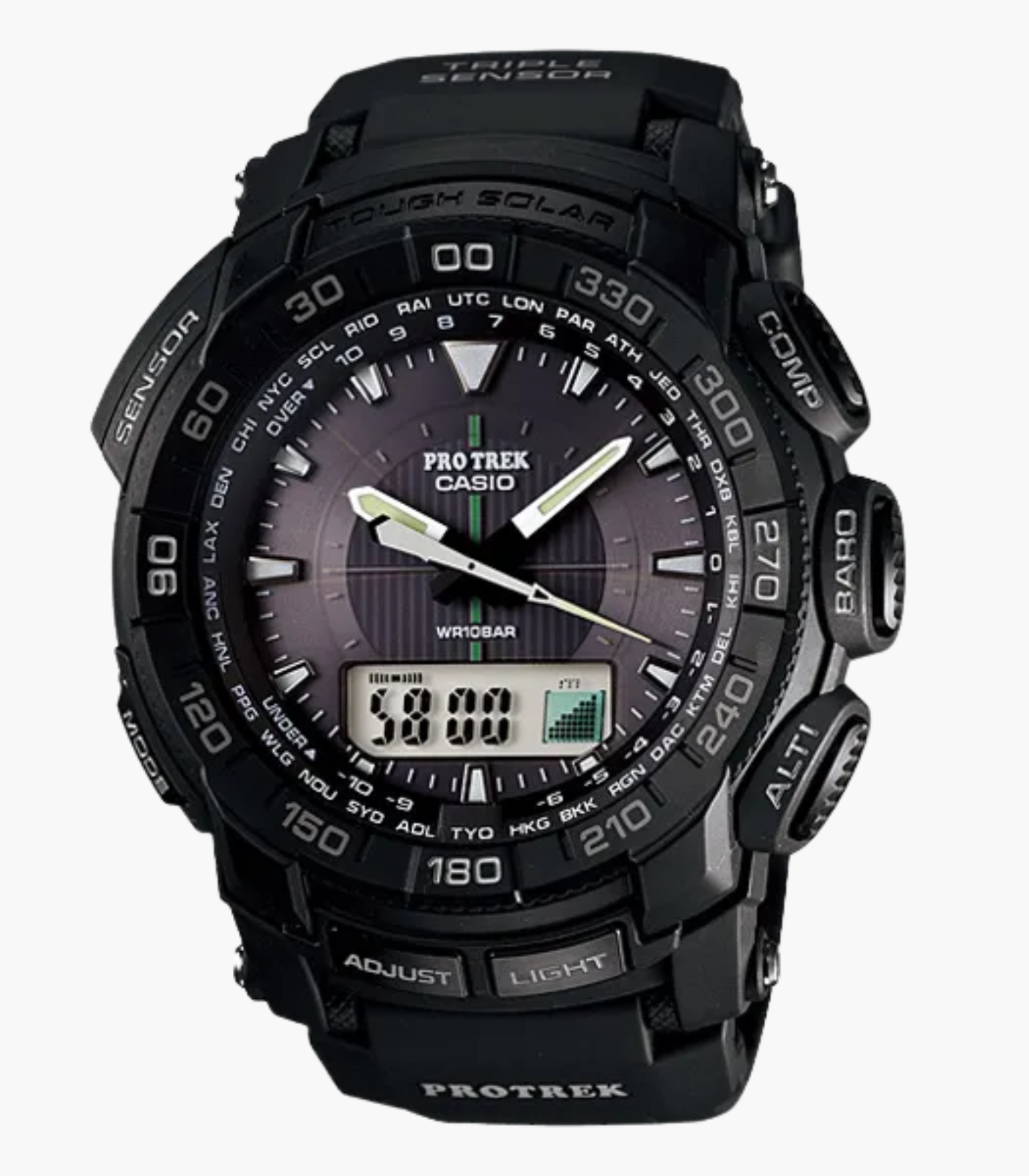 Casio - PRG-550-1A1ER - Protreck - Montre Homme - Quartz Analogique - Digital - Cadran Noir - Bracelet Résine Noir