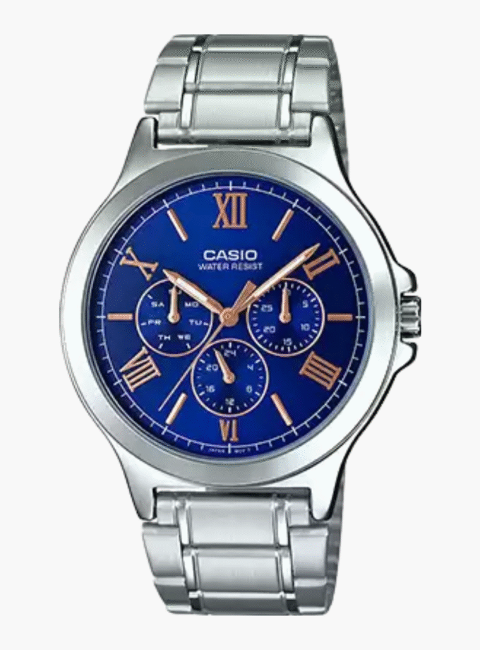 Montre CASIO Homme - Bracelet Gris En Acier Inoxydable - Résistante à l'eau - 12 Mois De Garantie - MTP-V300D-2AUDF