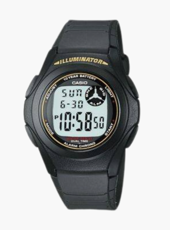 Montre CASIO Unisexe - Bracelet Noir En Resine - Boitier En Resine - Résistante à l'eau - 12 Mois De Garantie - F-200W-9ADF