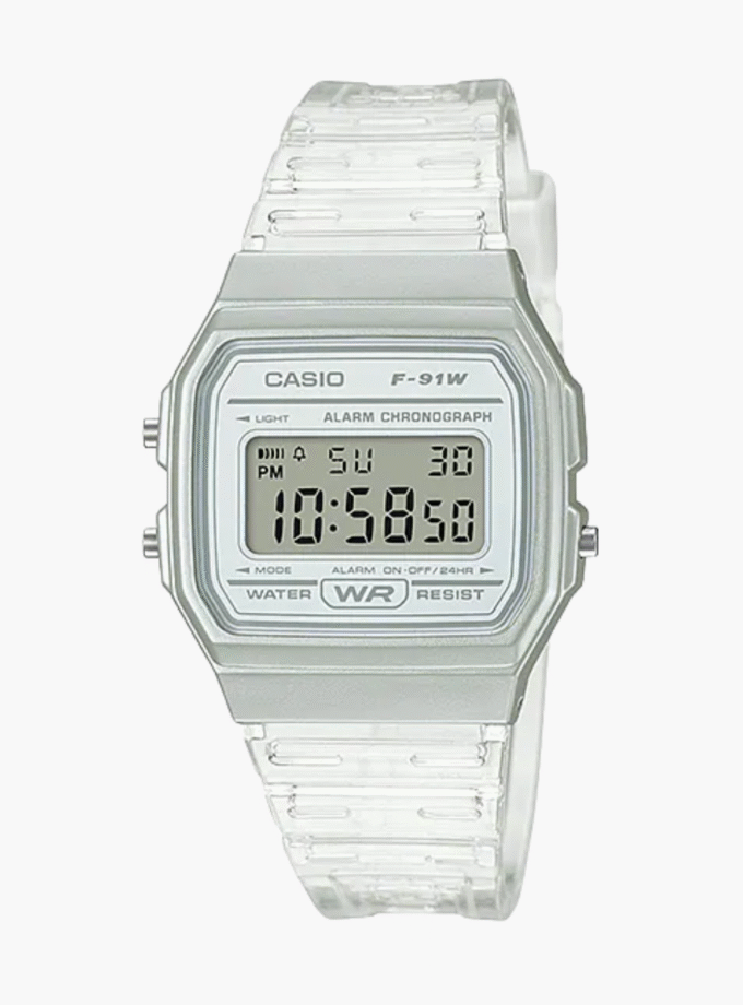 Montre CASIO Unisexe - F-91WS-7DF - Bracelet Blanc En Resine - Cadran Blanc - Boitier En Resine - 12 Mois De Garantie