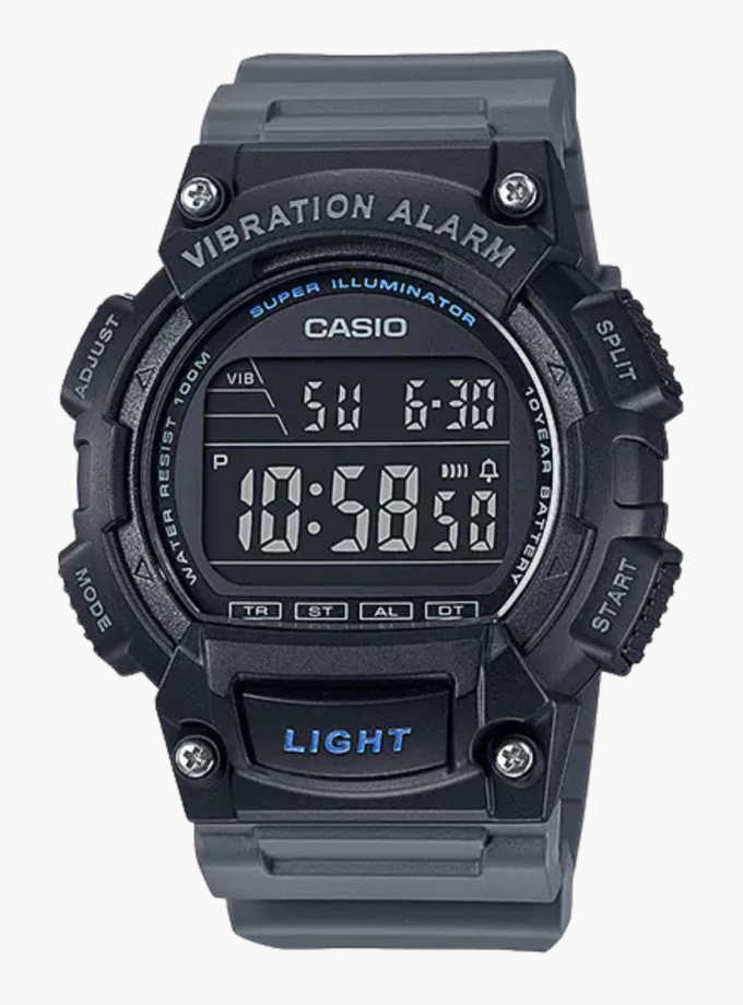 Montre Homme - Casio - Digital, Alarme Vibration, Étanche 100M, LED, Longue Autonomie - Résine - Noir - W-736H-8BVDF